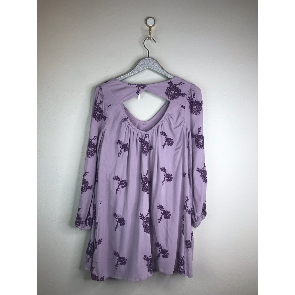 Free People Emma Embroidered Tunic Dress in Purple - Picture 3 of 6